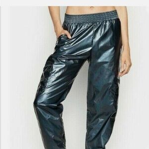 Victoria's Secret Sport Workout Shiny Silver Black Pants Size Xs